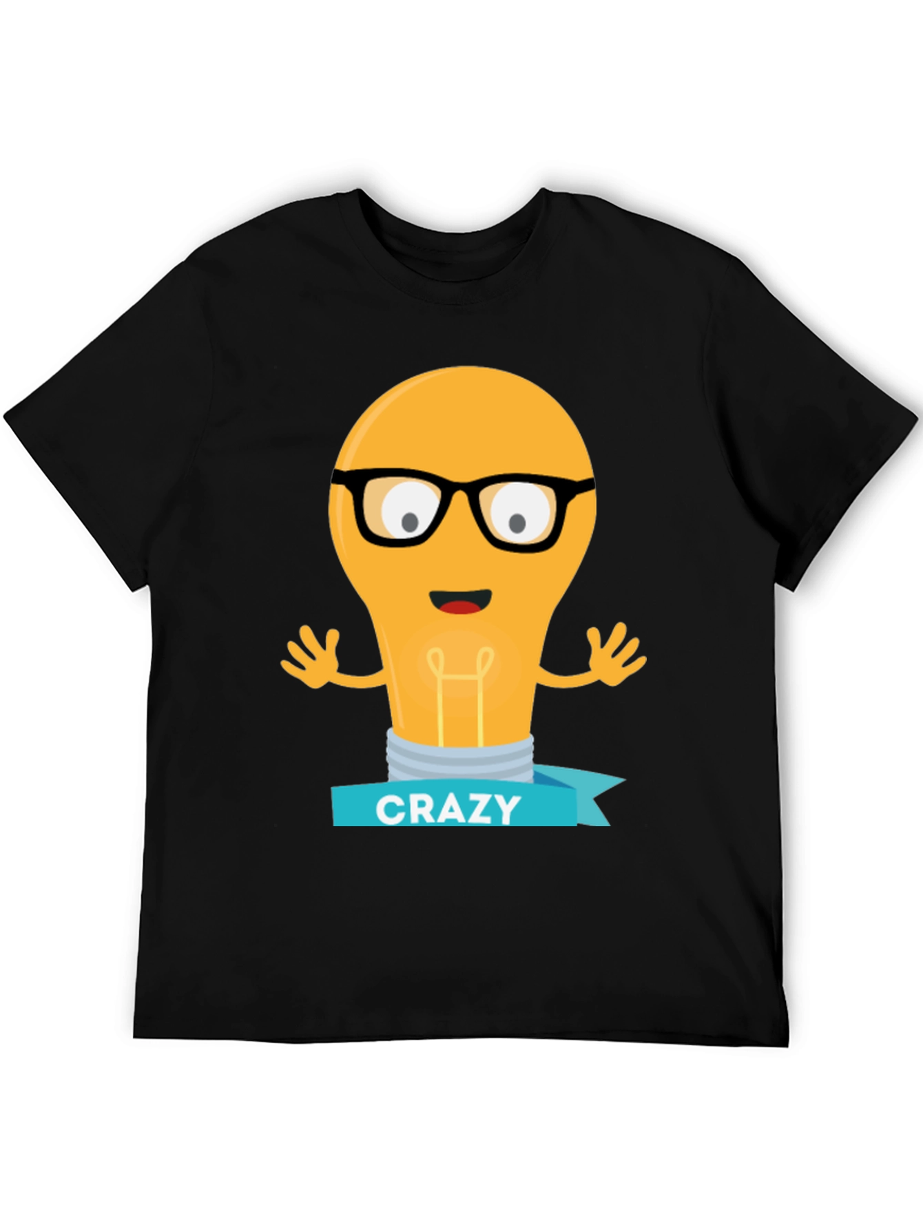 Crazy Lightbulb T-Shirt - Black Novelty Tee