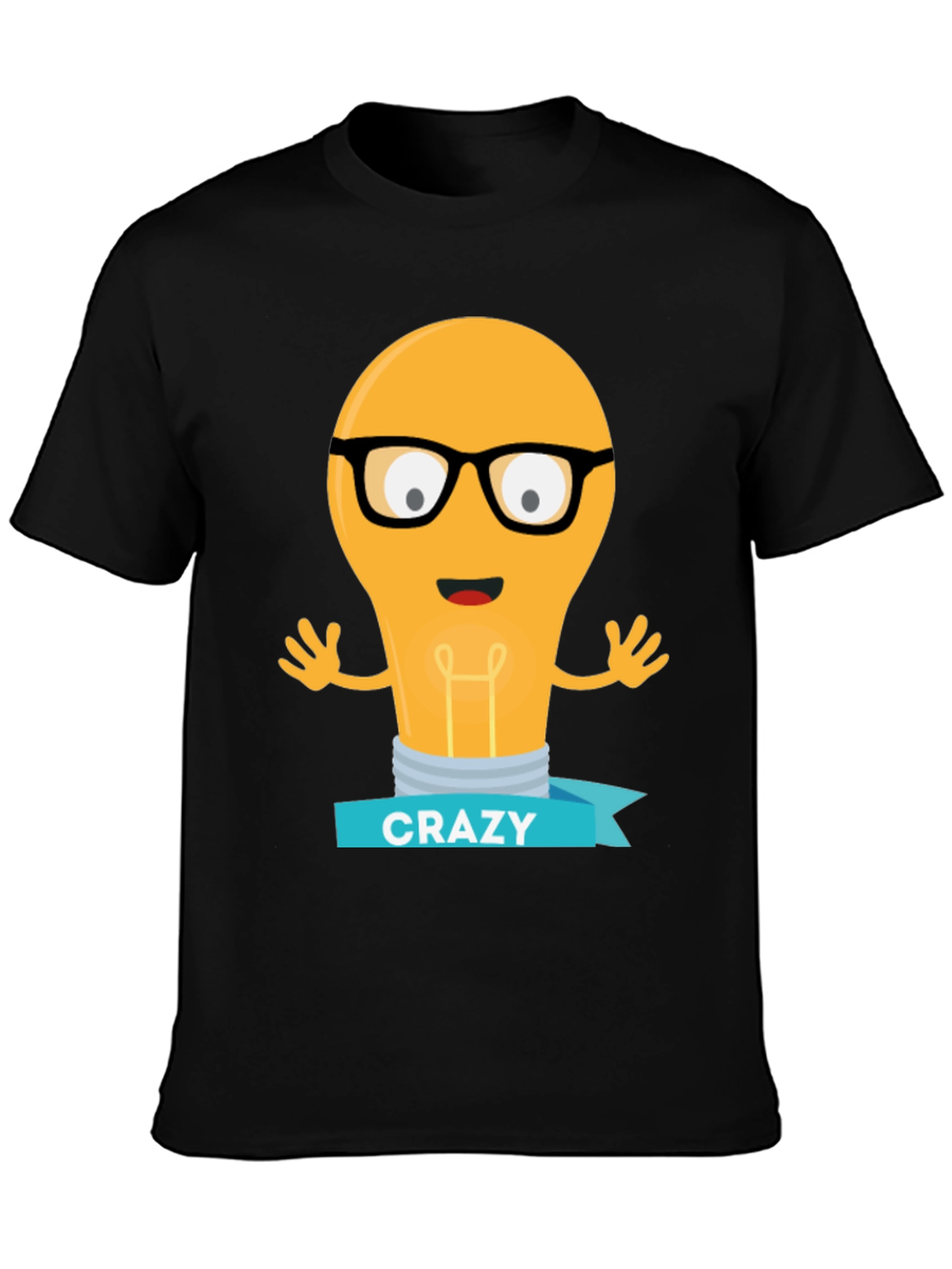 Crazy Lightbulb T-Shirt - Black Novelty Tee