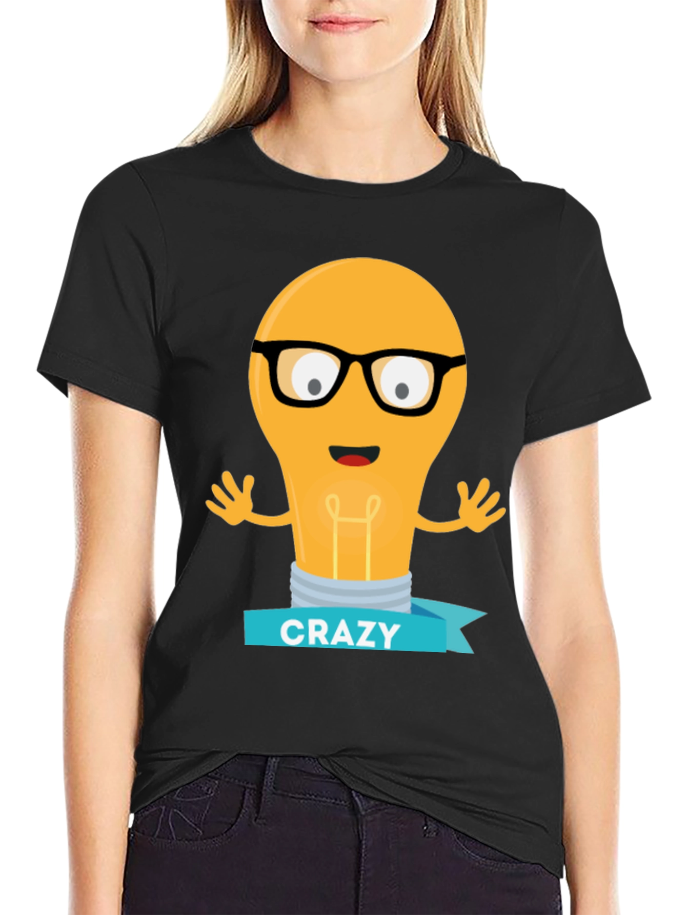 Crazy Lightbulb T-Shirt - Black Novelty Tee
