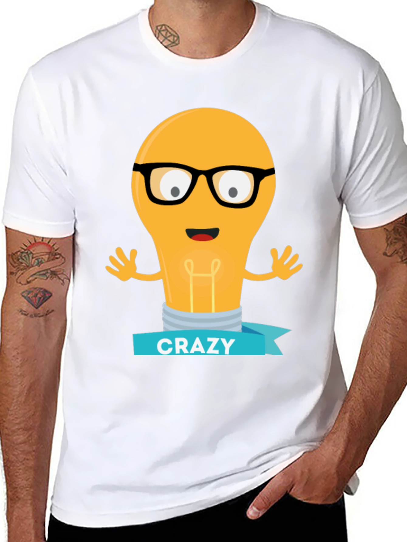 Crazy Lightbulb T-Shirt - Black Novelty Tee