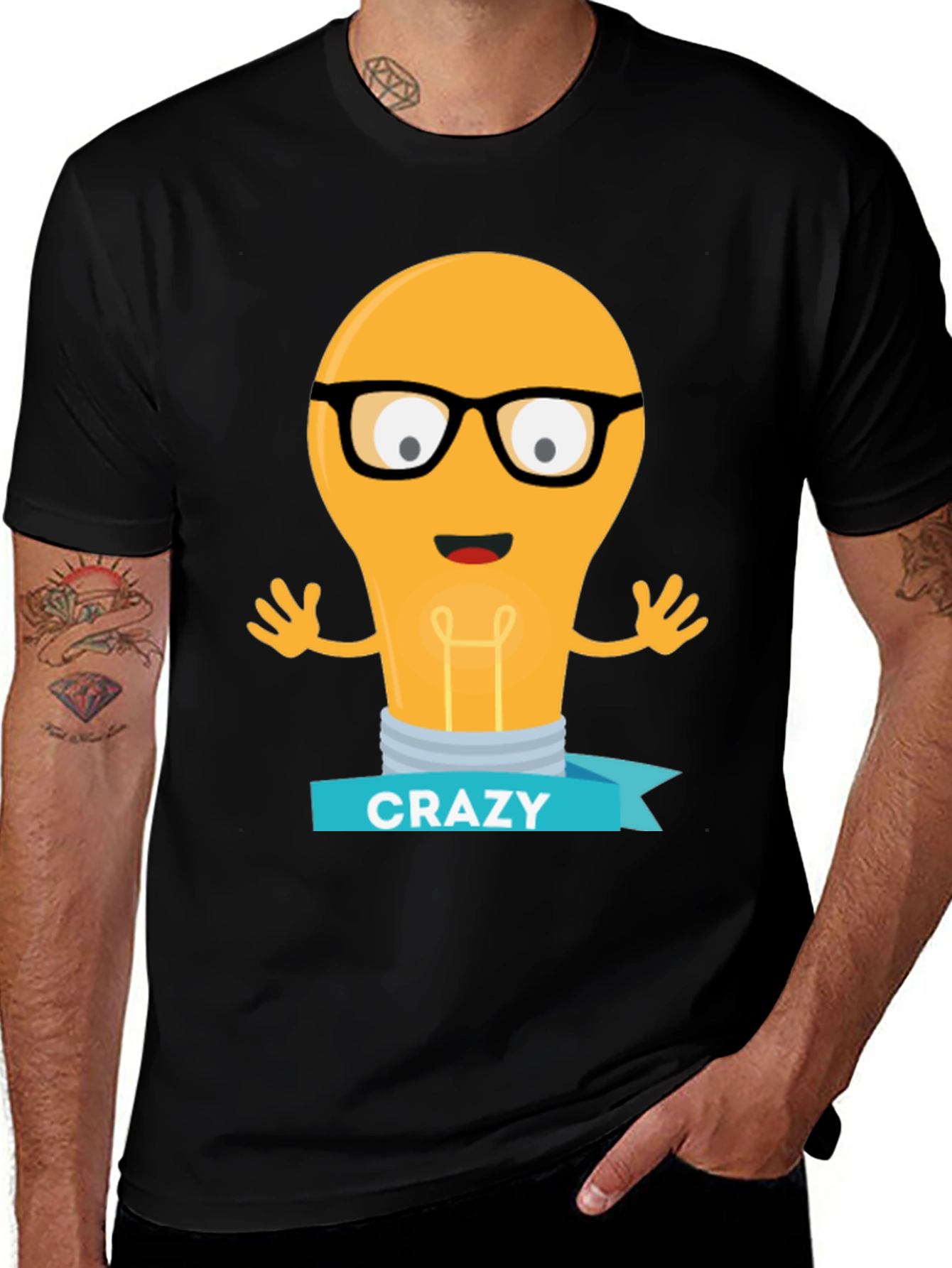 Crazy Lightbulb T-Shirt - Black Novelty Tee