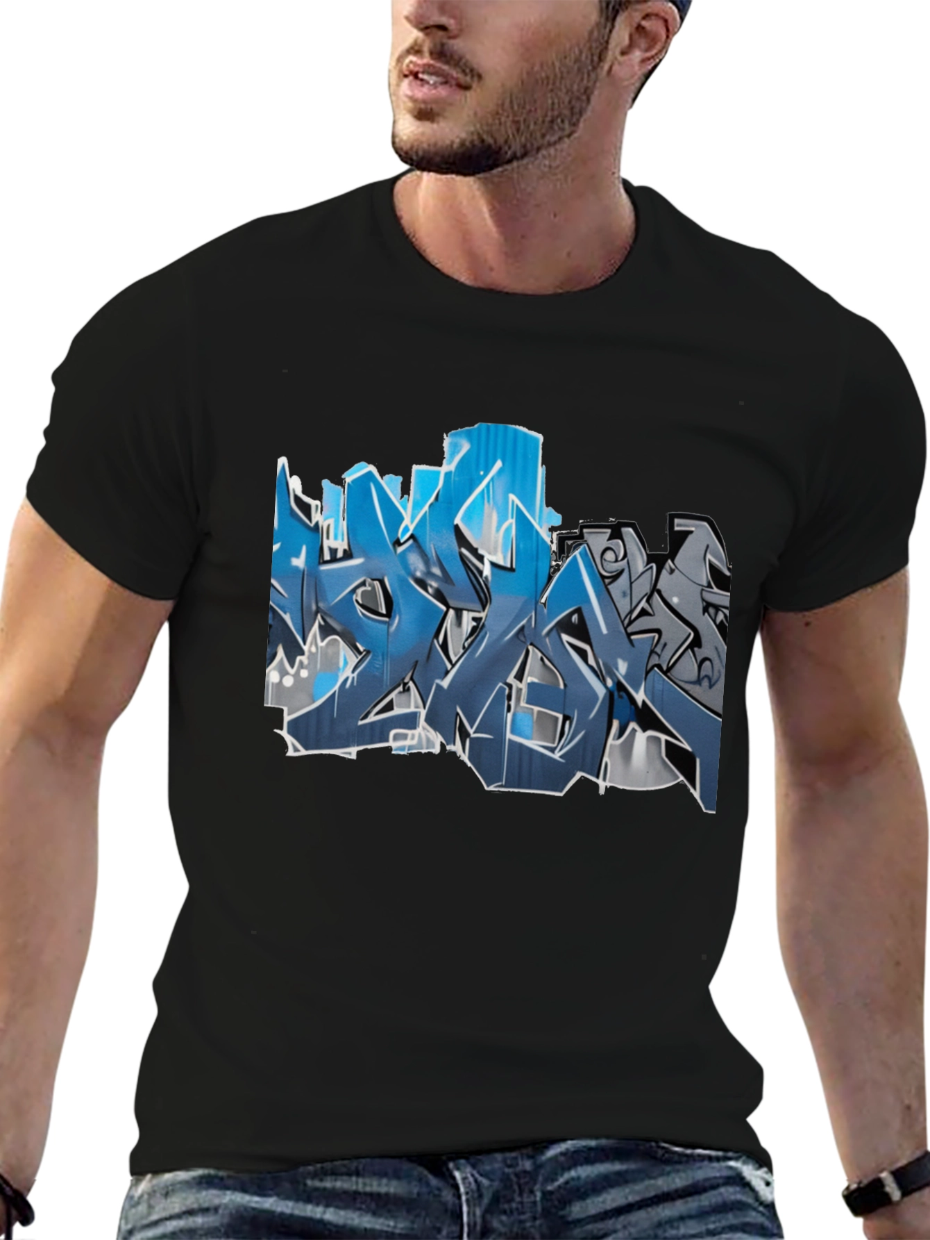 Urban Graffiti Graphic Tee - Mens Black T-Shirt