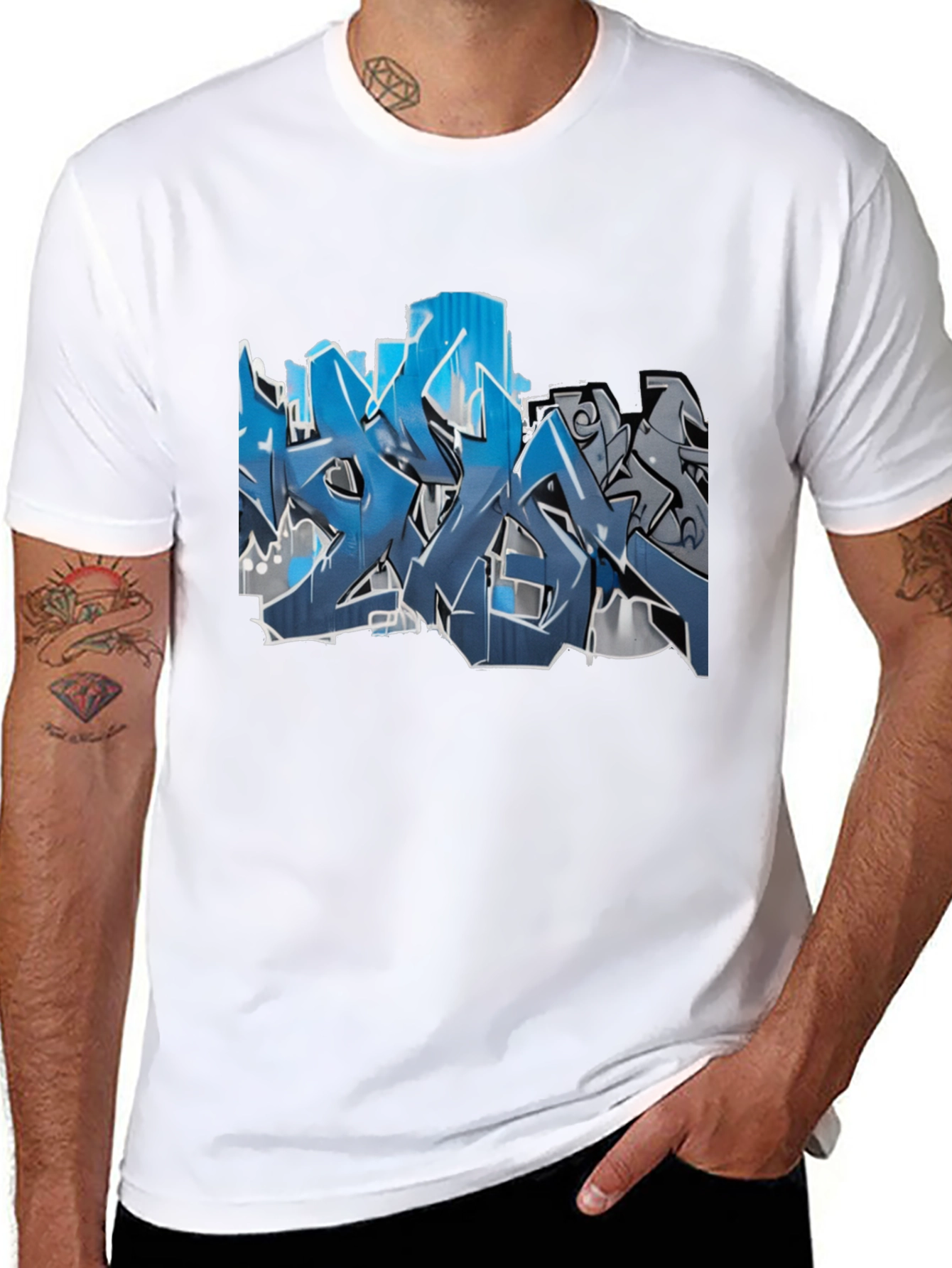 Urban Graffiti Graphic Tee - Mens Black T-Shirt