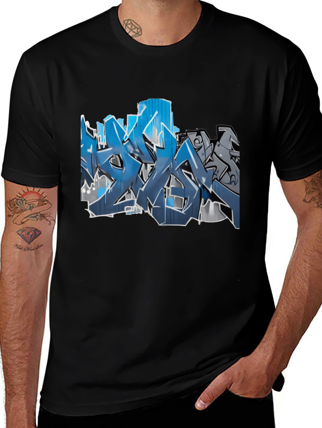 Urban Graffiti Graphic Tee - Mens Black T-Shirt
