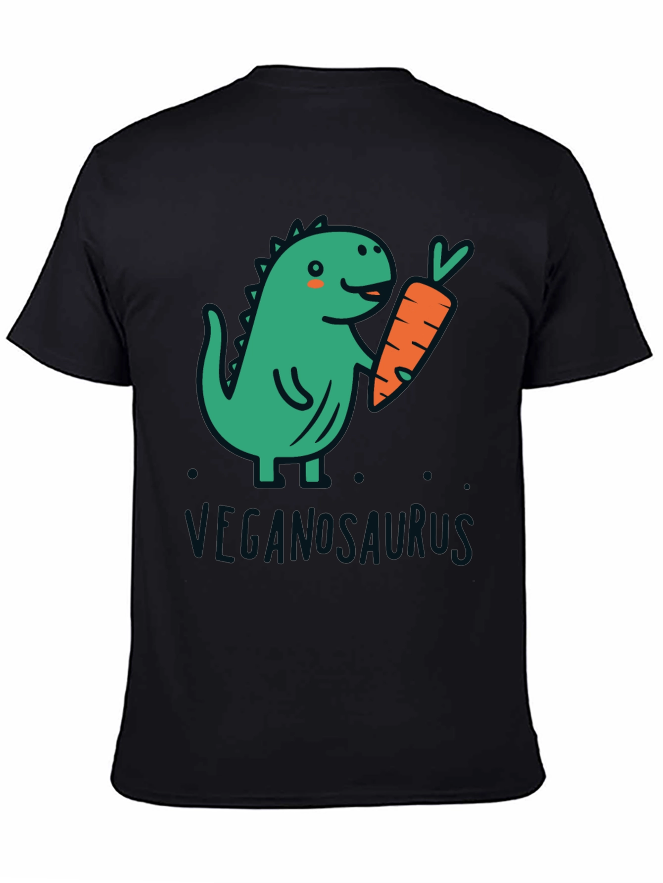 Veganosaurus Black T-Shirt - Cute Vegan Dinosaur Tee