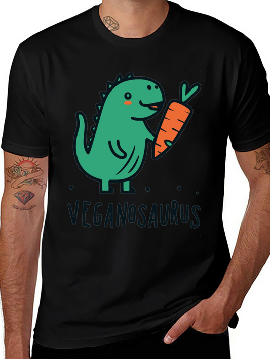 Veganosaurus Black T-Shirt - Cute Vegan Dinosaur Tee