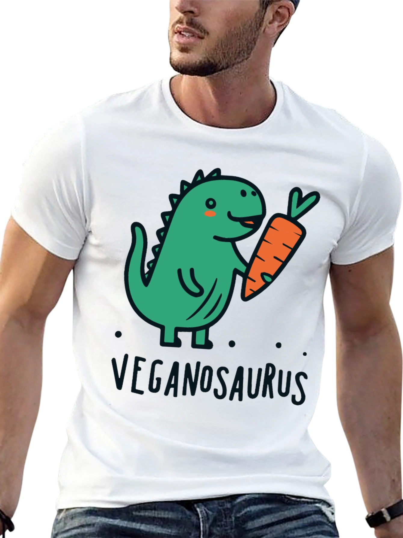 Veganosaurus Black T-Shirt - Cute Vegan Dinosaur Tee