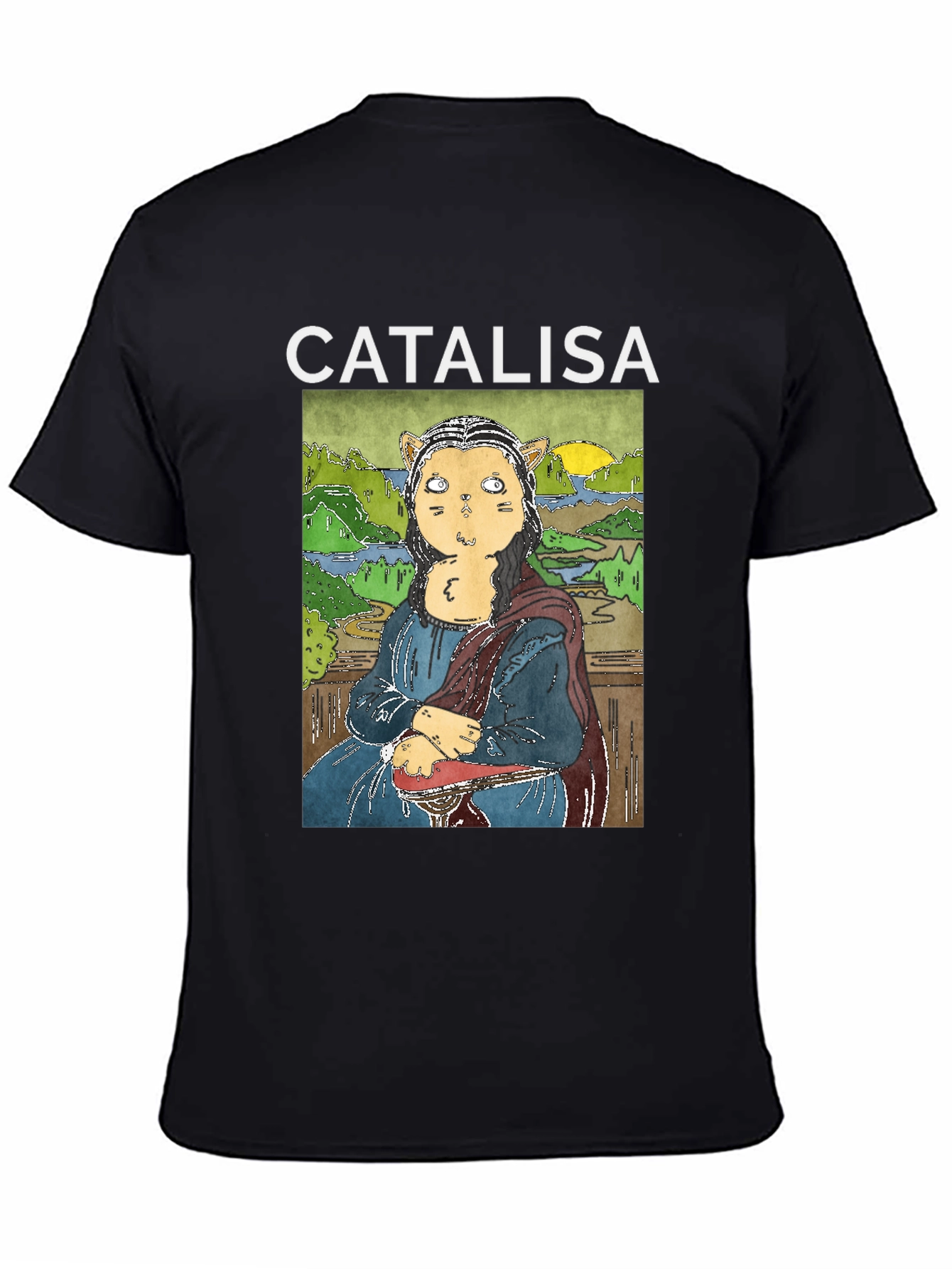 Catalisa Cat Mona Lisa Art T-Shirt