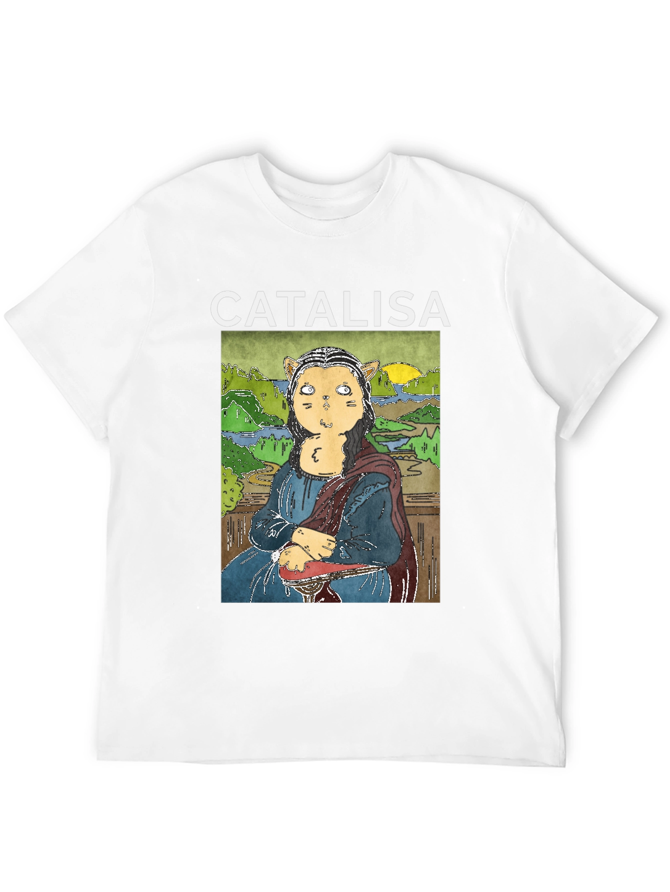 Catalisa Cat Mona Lisa Art T-Shirt