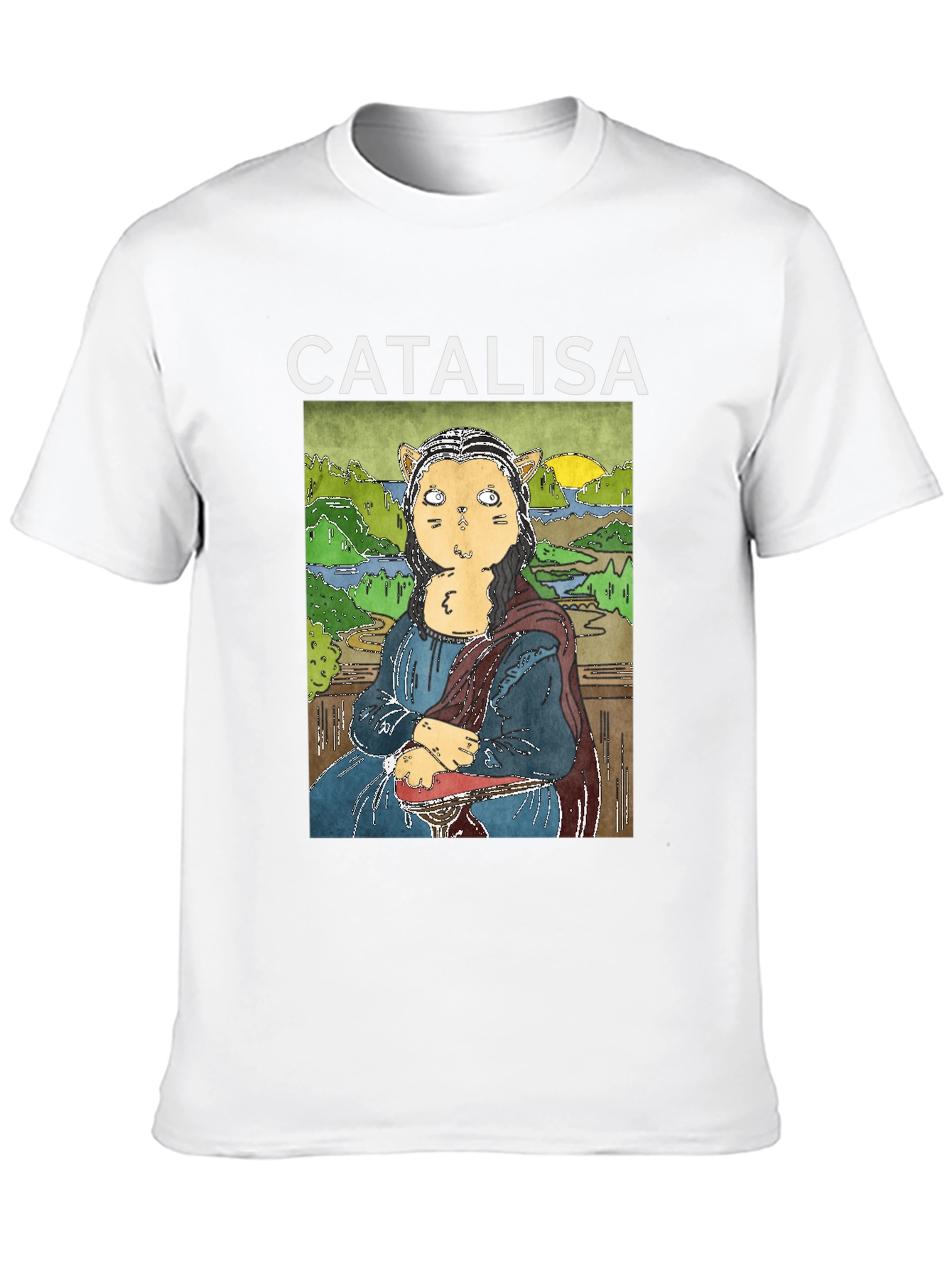 Catalisa Cat Mona Lisa Art T-Shirt