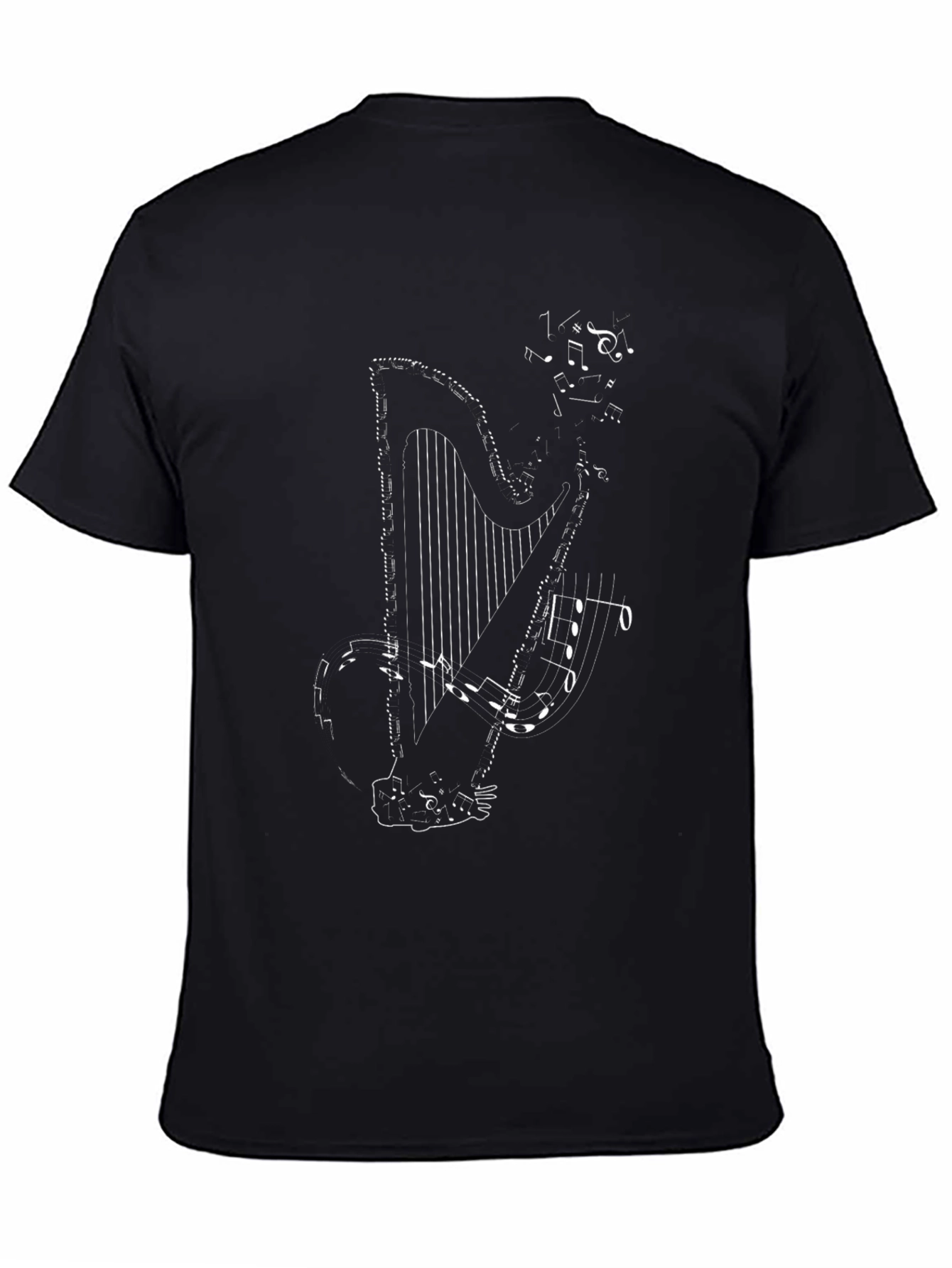 Musical Harp Graphic T-Shirt - Black