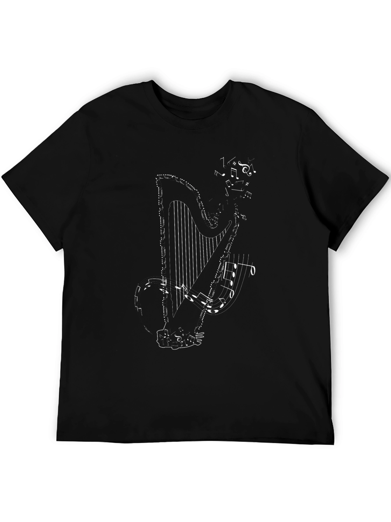Musical Harp Graphic T-Shirt - Black