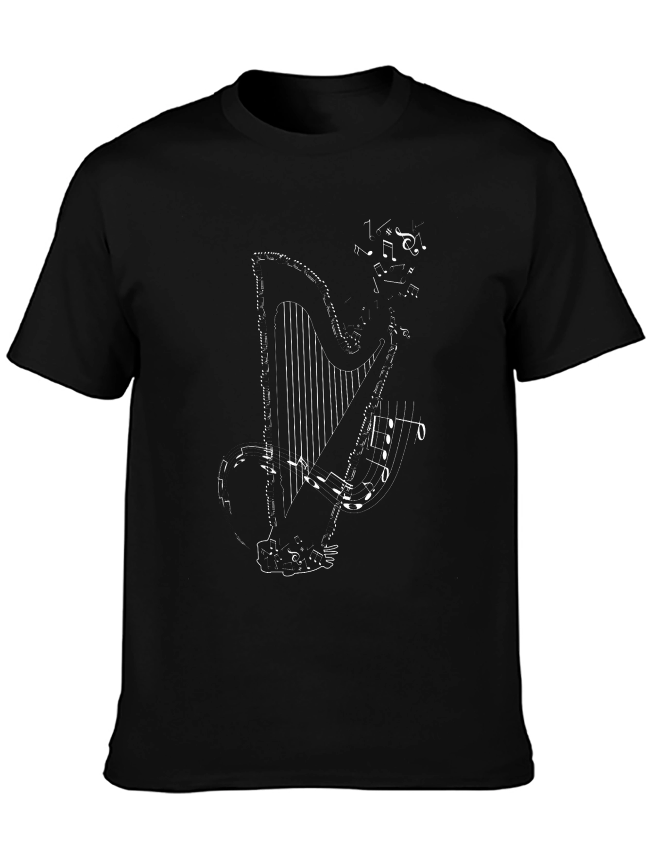 Musical Harp Graphic T-Shirt - Black