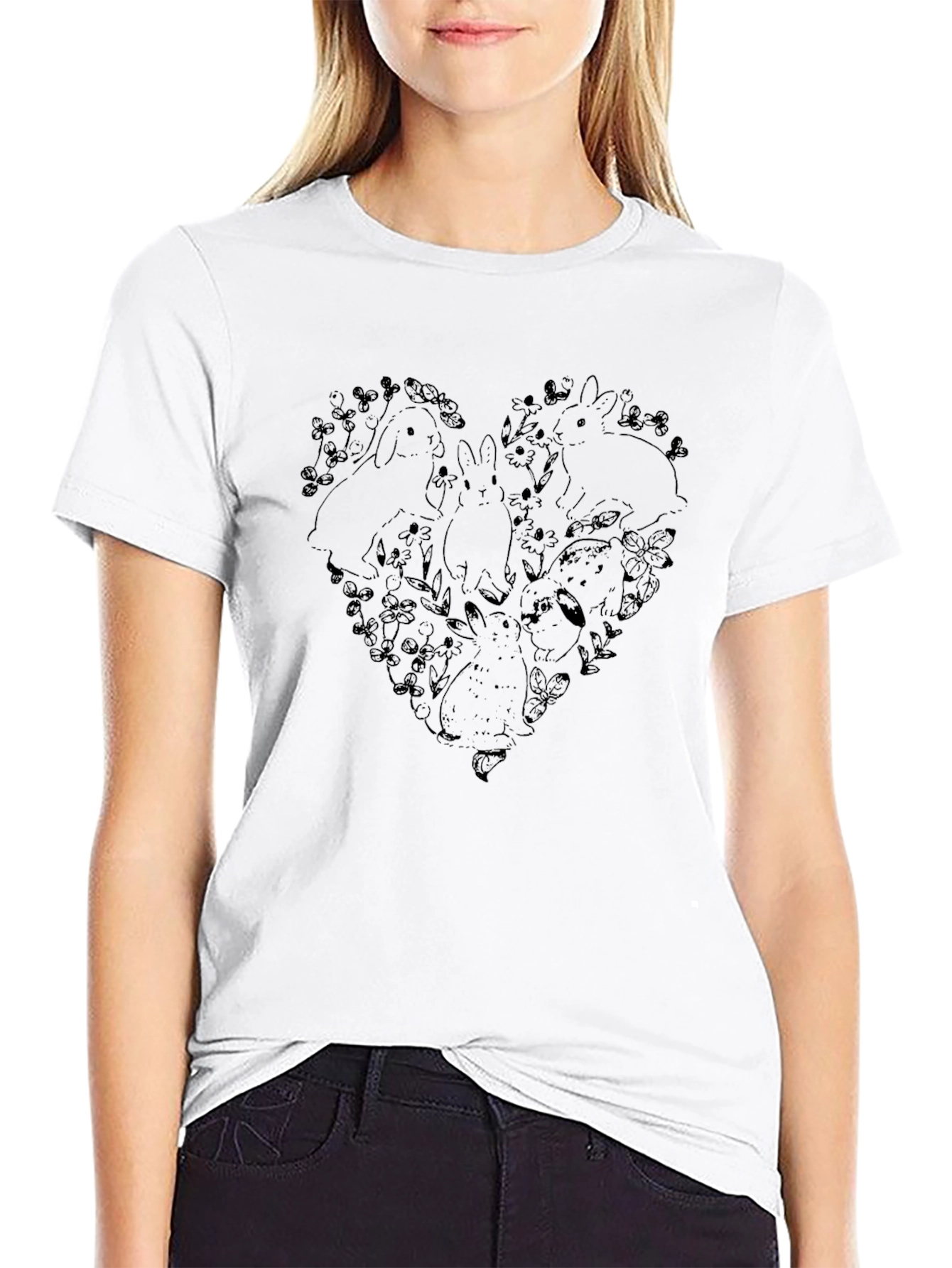 Rabbit Heart Graphic Tee - Soft Cotton Blend
