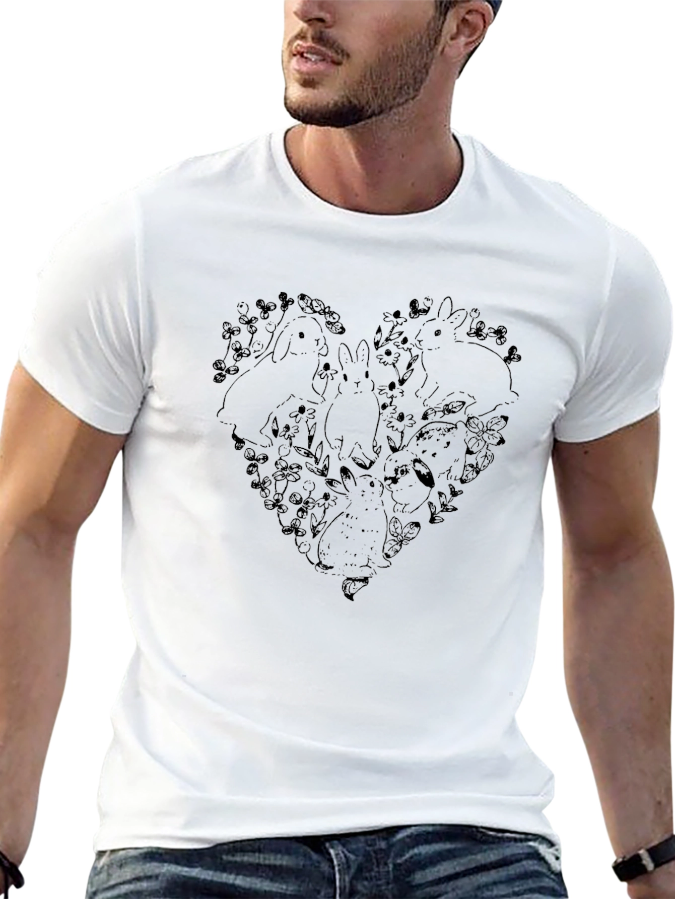 Rabbit Heart Graphic Tee - Soft Cotton Blend