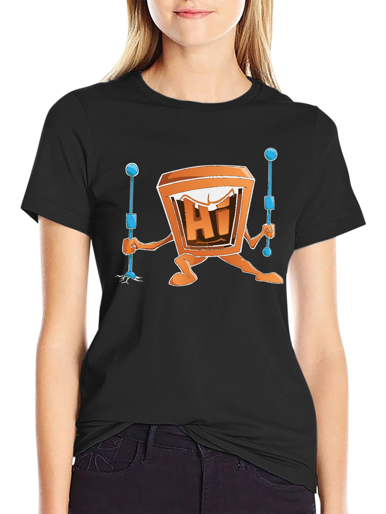 Cartoon TV Man Black T-Shirt