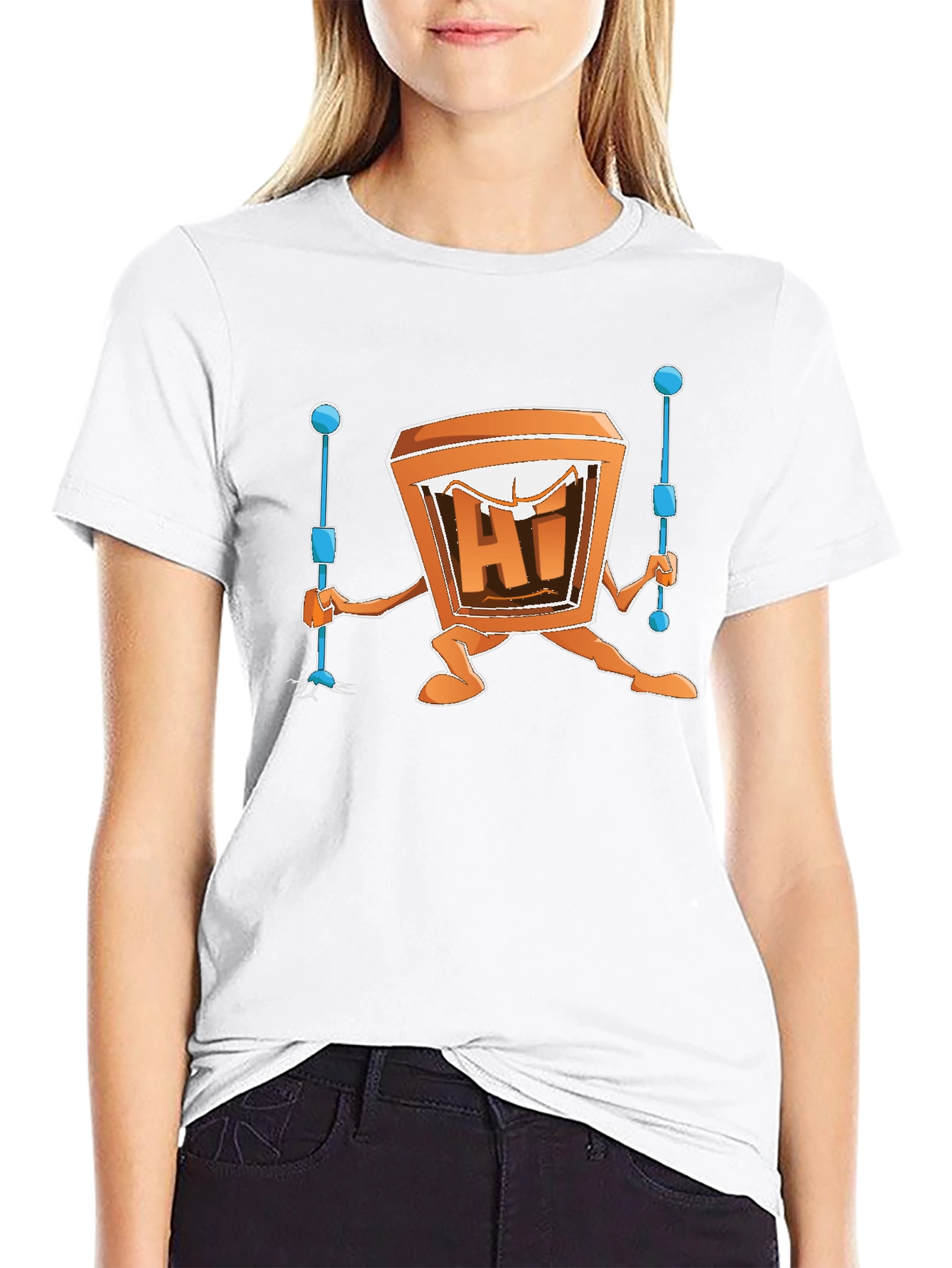 Cartoon TV Man Black T-Shirt