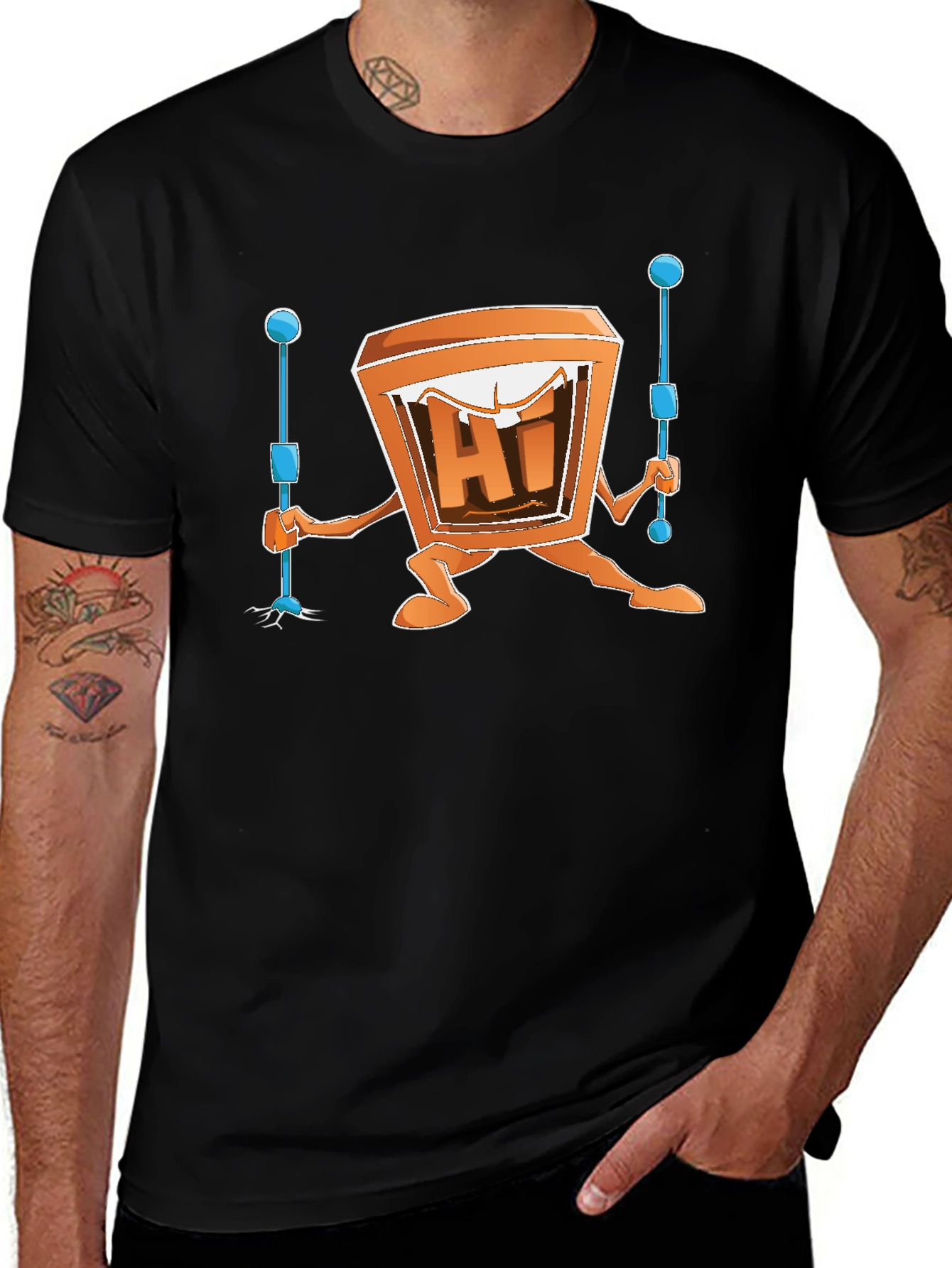 Cartoon TV Man Black T-Shirt