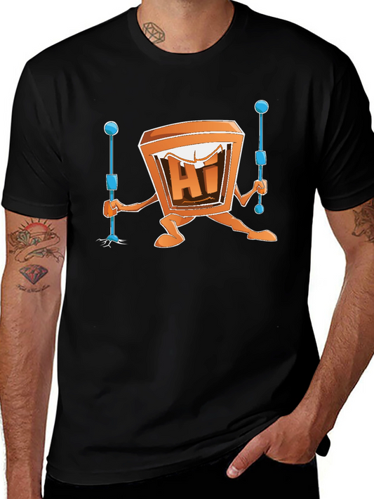 Cartoon TV Man Black T-Shirt