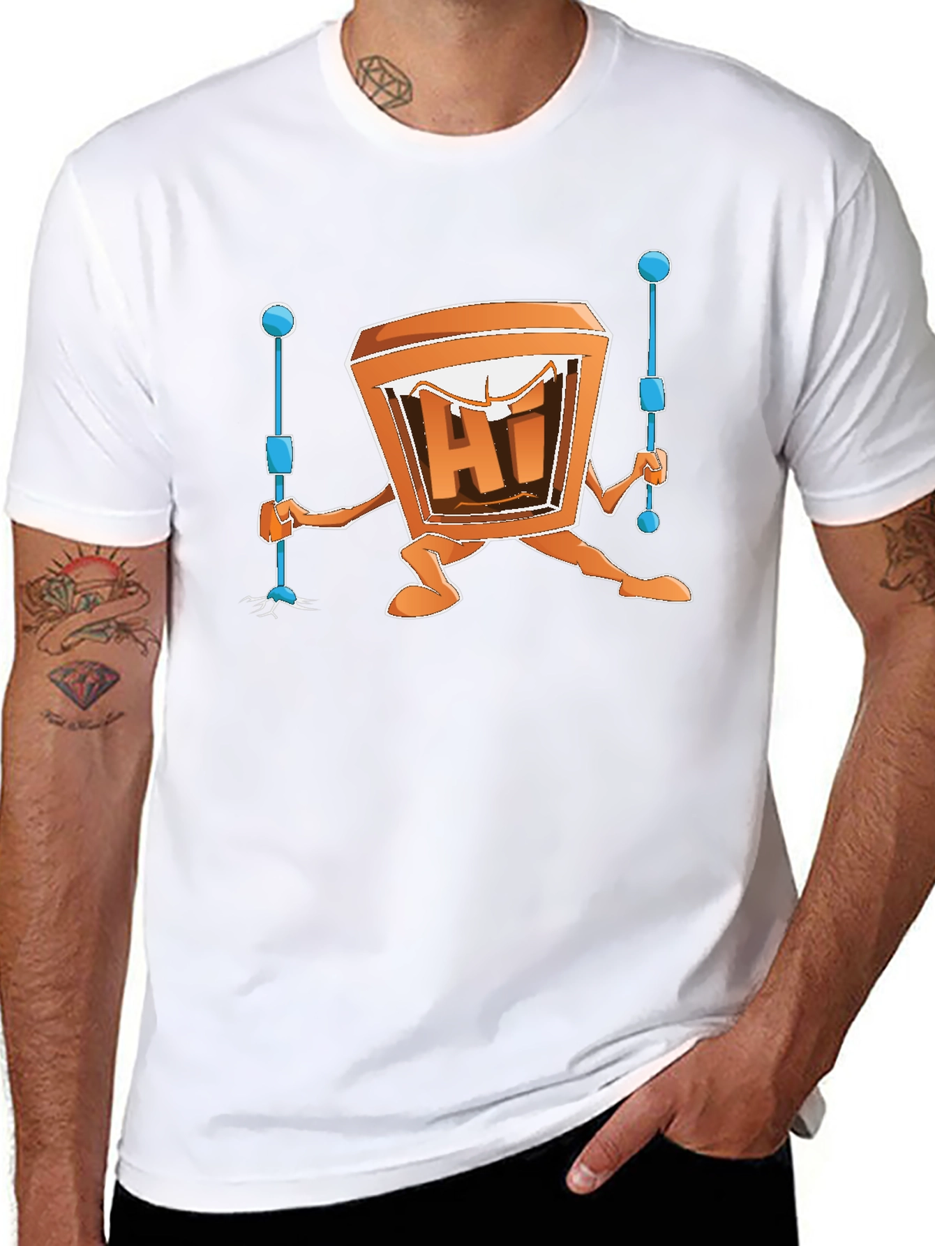 Cartoon TV Man Black T-Shirt