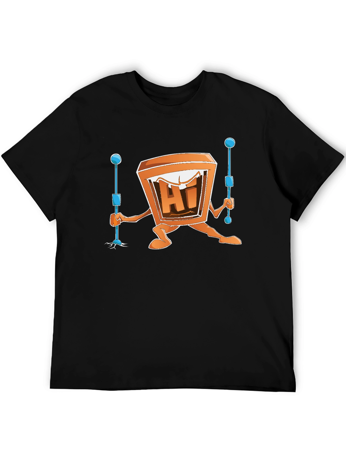 Cartoon TV Man Black T-Shirt