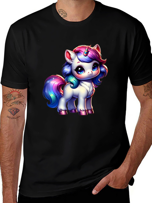 Unicorn Graphic Tee - Black Cotton Blend Shirt