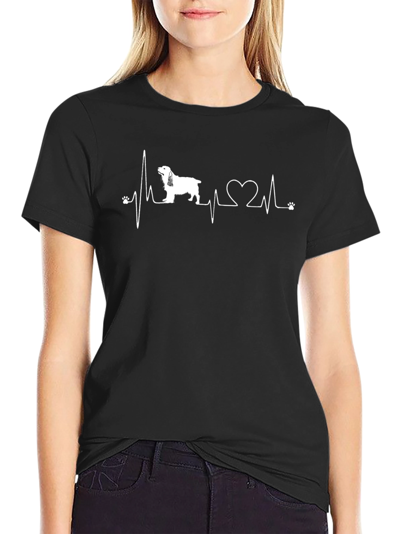 Dog Heartbeat T-Shirt - Black Graphic Tee