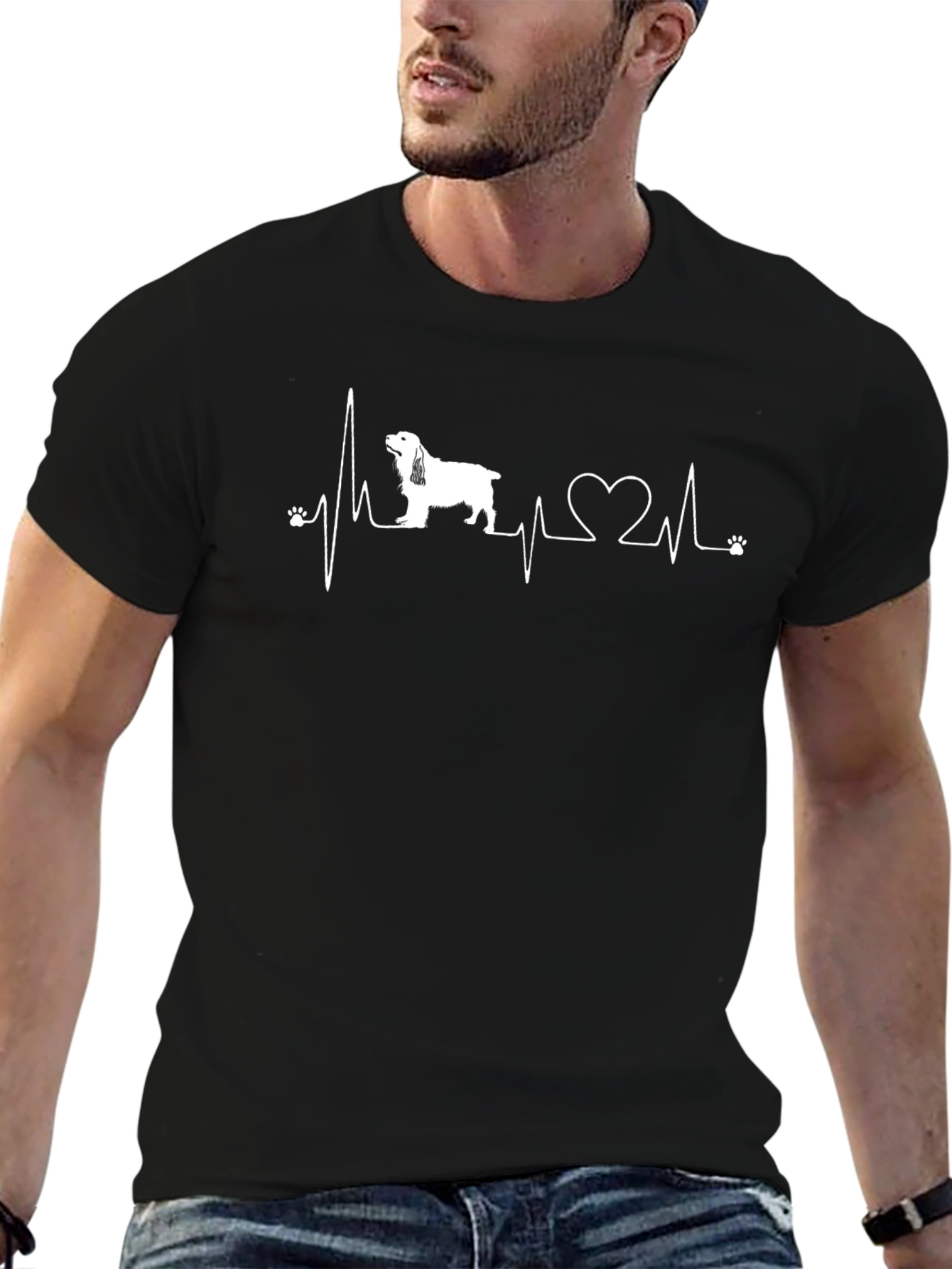 Dog Heartbeat T-Shirt - Black Graphic Tee