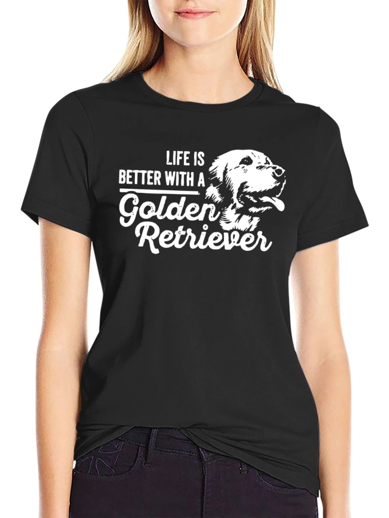 Life is Better with a Golden Retriever Black T-Shirt