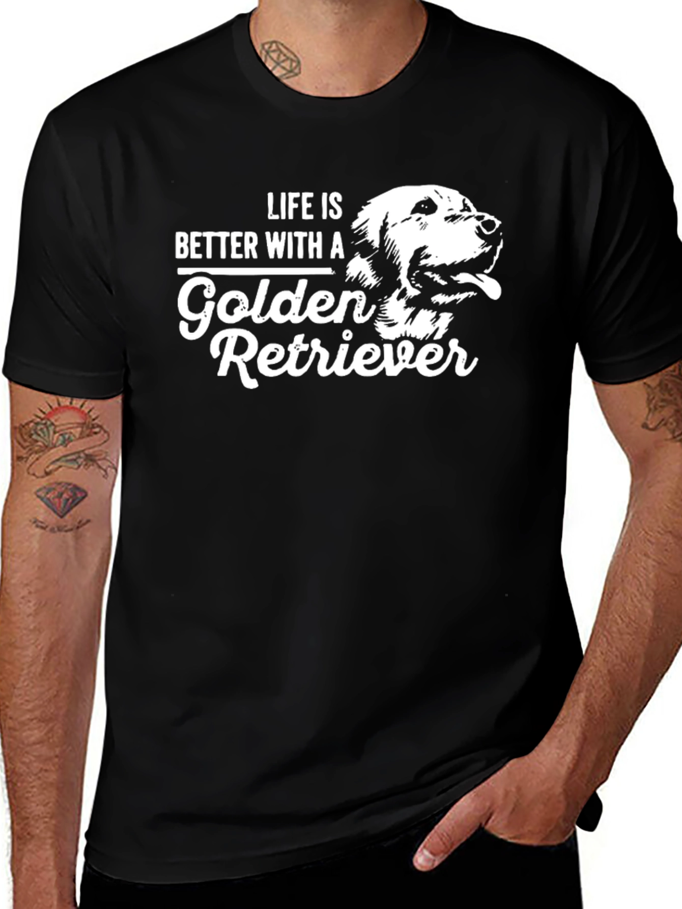Life is Better with a Golden Retriever Black T-Shirt