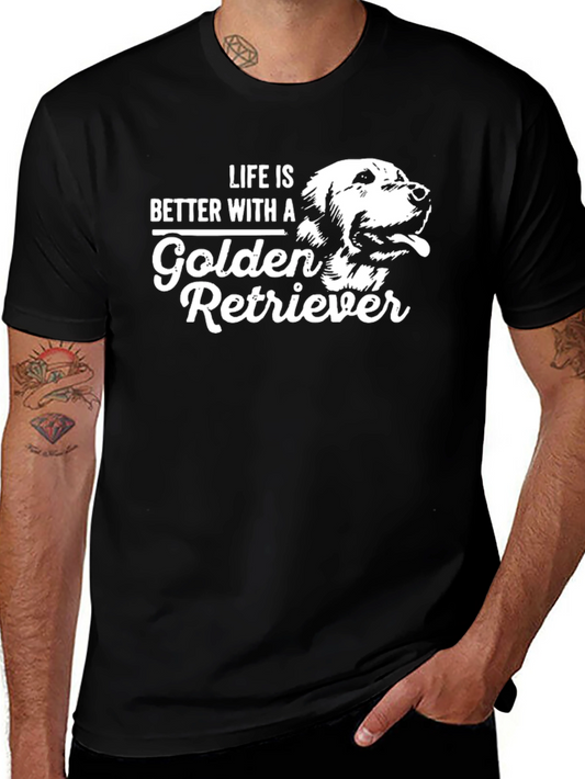 Life is Better with a Golden Retriever Black T-Shirt