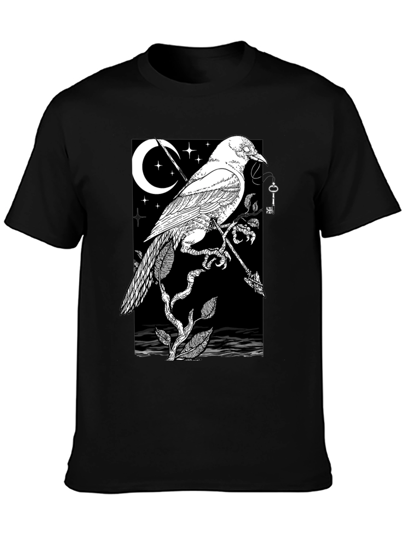 Raven Moon Graphic Tee - Black