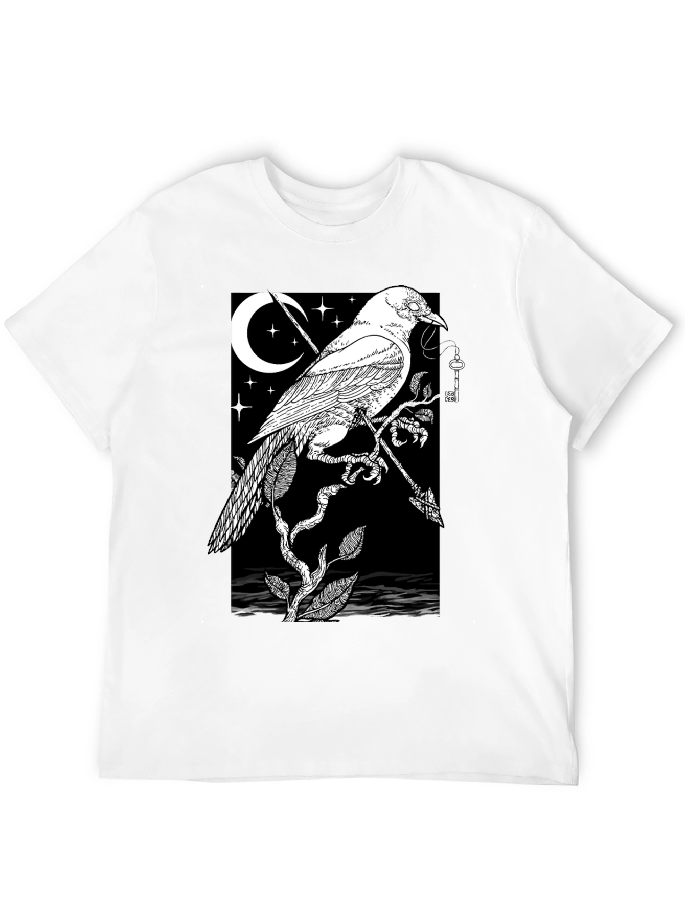 Raven Moon Graphic Tee - Black