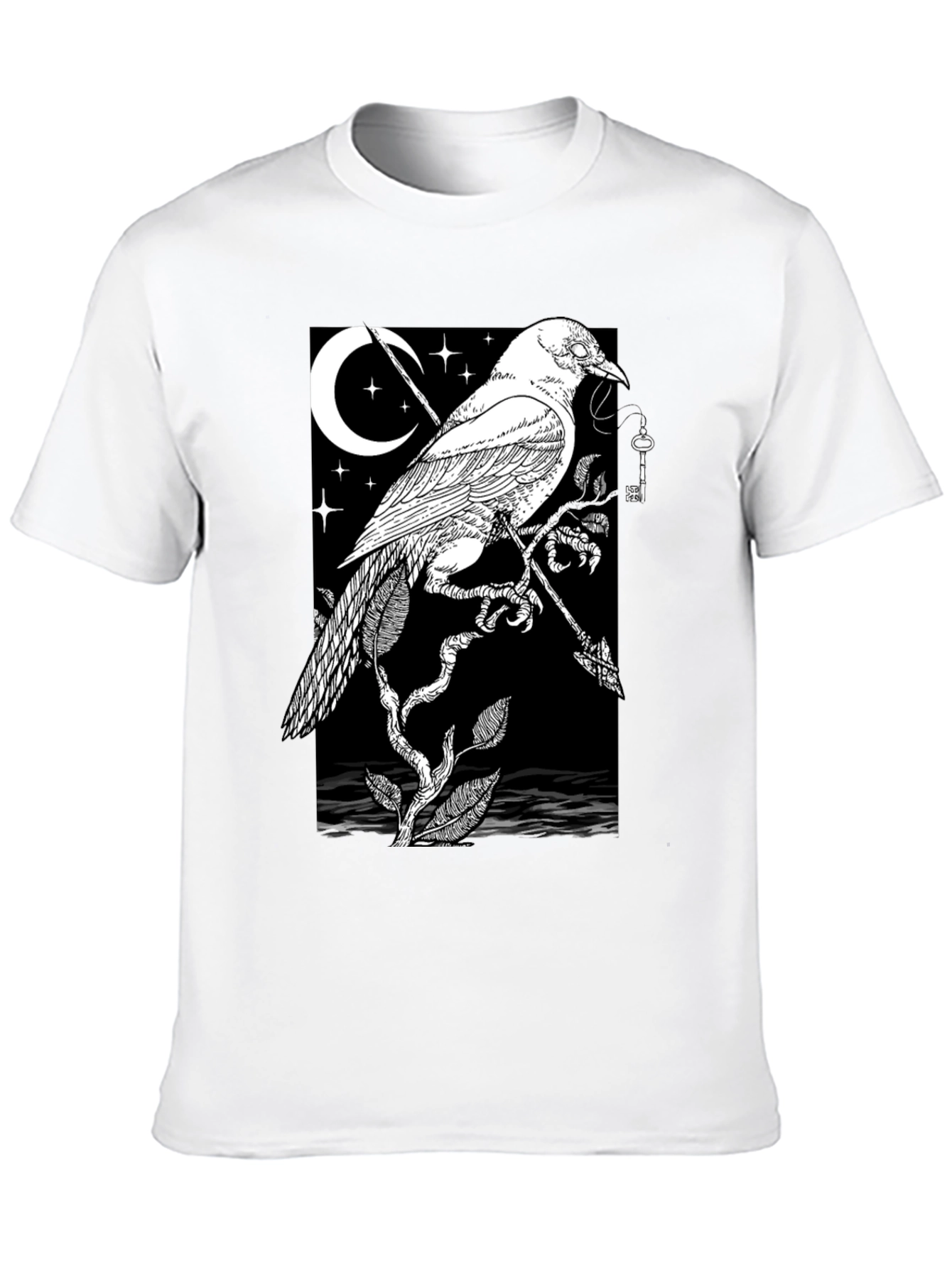Raven Moon Graphic Tee - Black