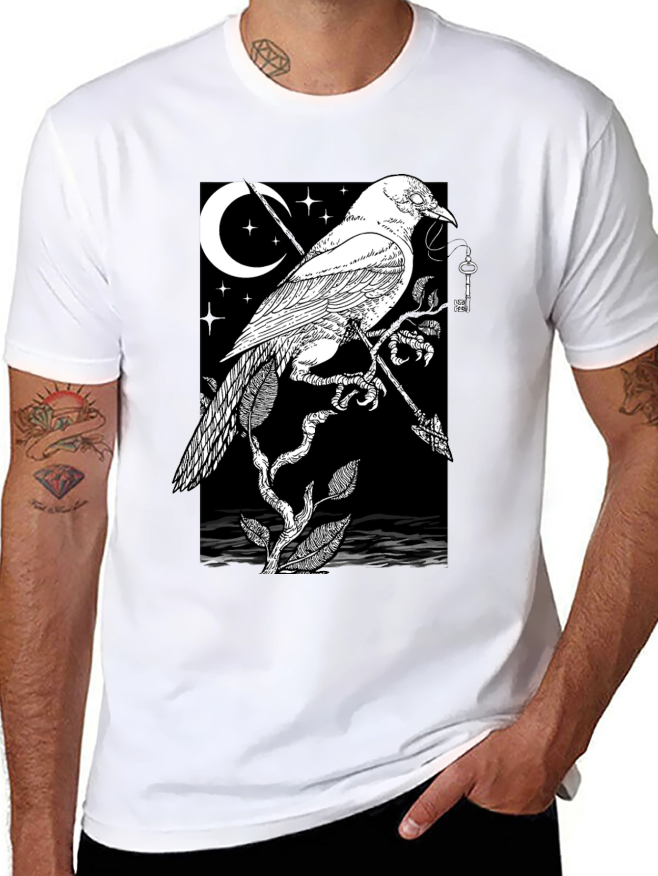 Raven Moon Graphic Tee - Black