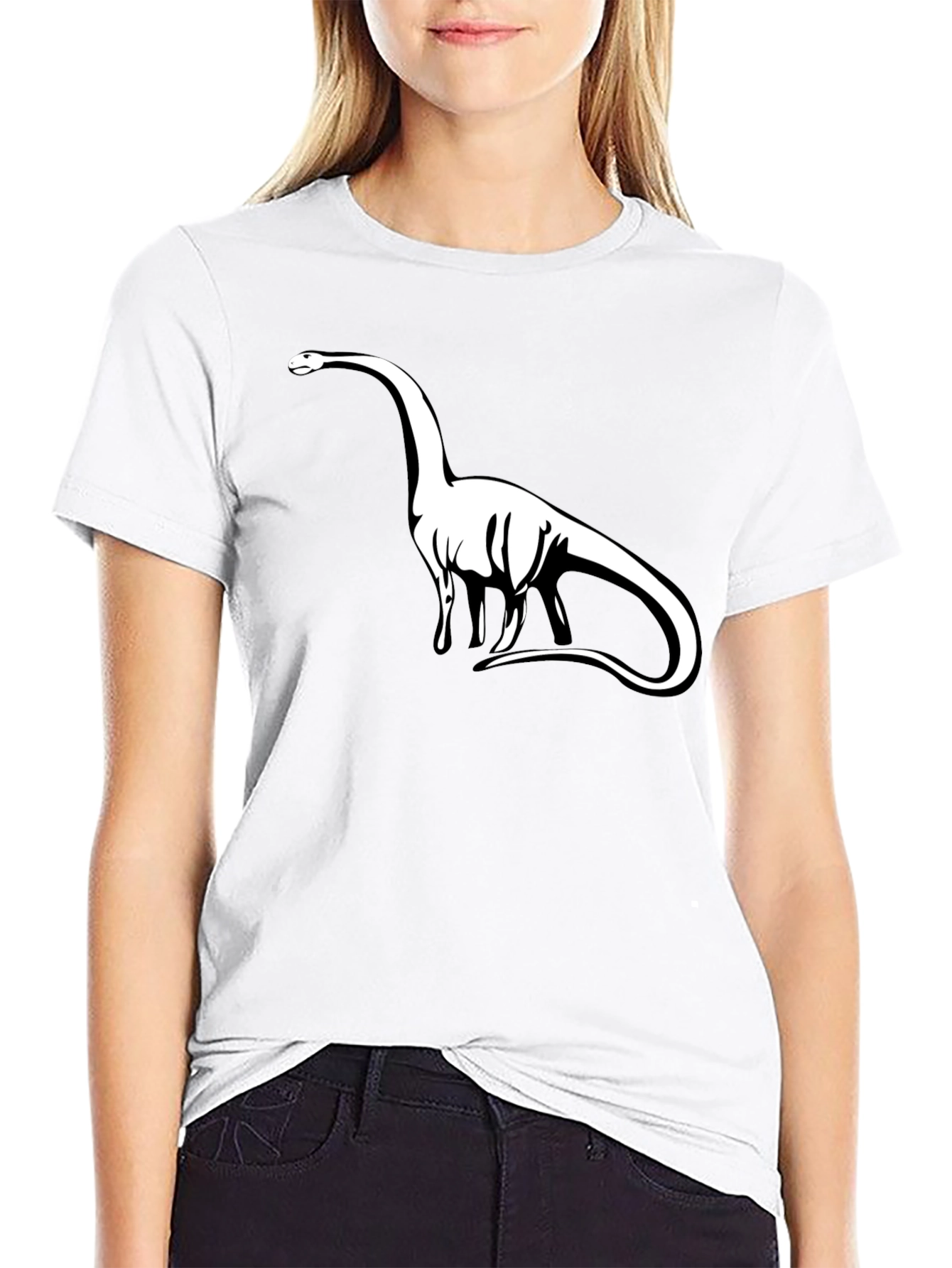 Dinosaur Graphic Tee - Black Cotton T-Shirt