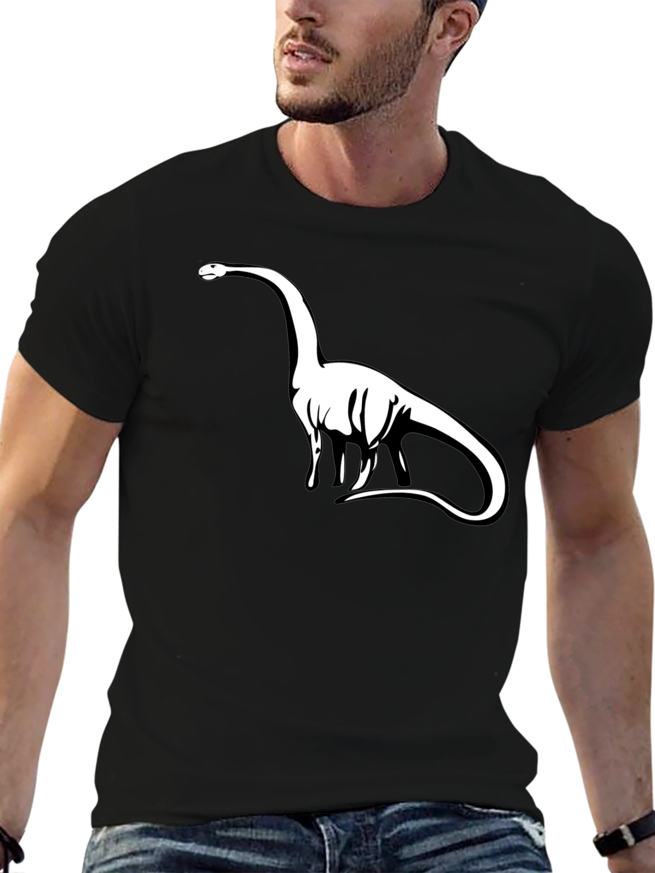 Dinosaur Graphic Tee - Black Cotton T-Shirt