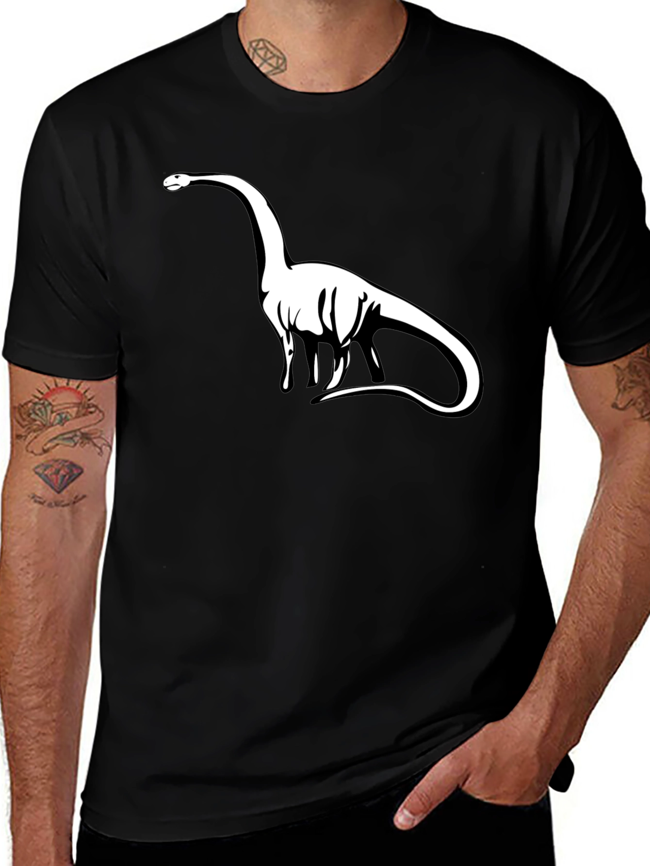 Dinosaur Graphic Tee - Black Cotton T-Shirt