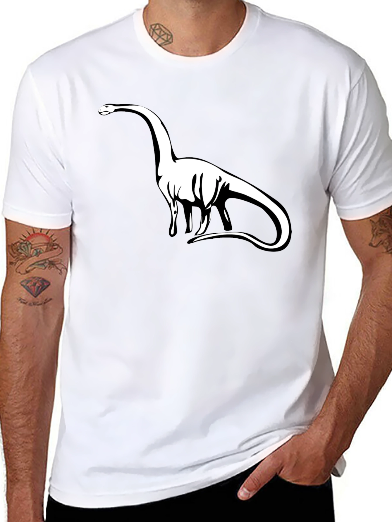 Dinosaur Graphic Tee - Black Cotton T-Shirt