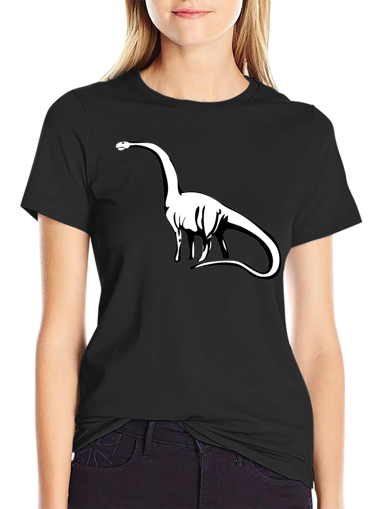 Dinosaur Graphic Tee - Black Cotton T-Shirt