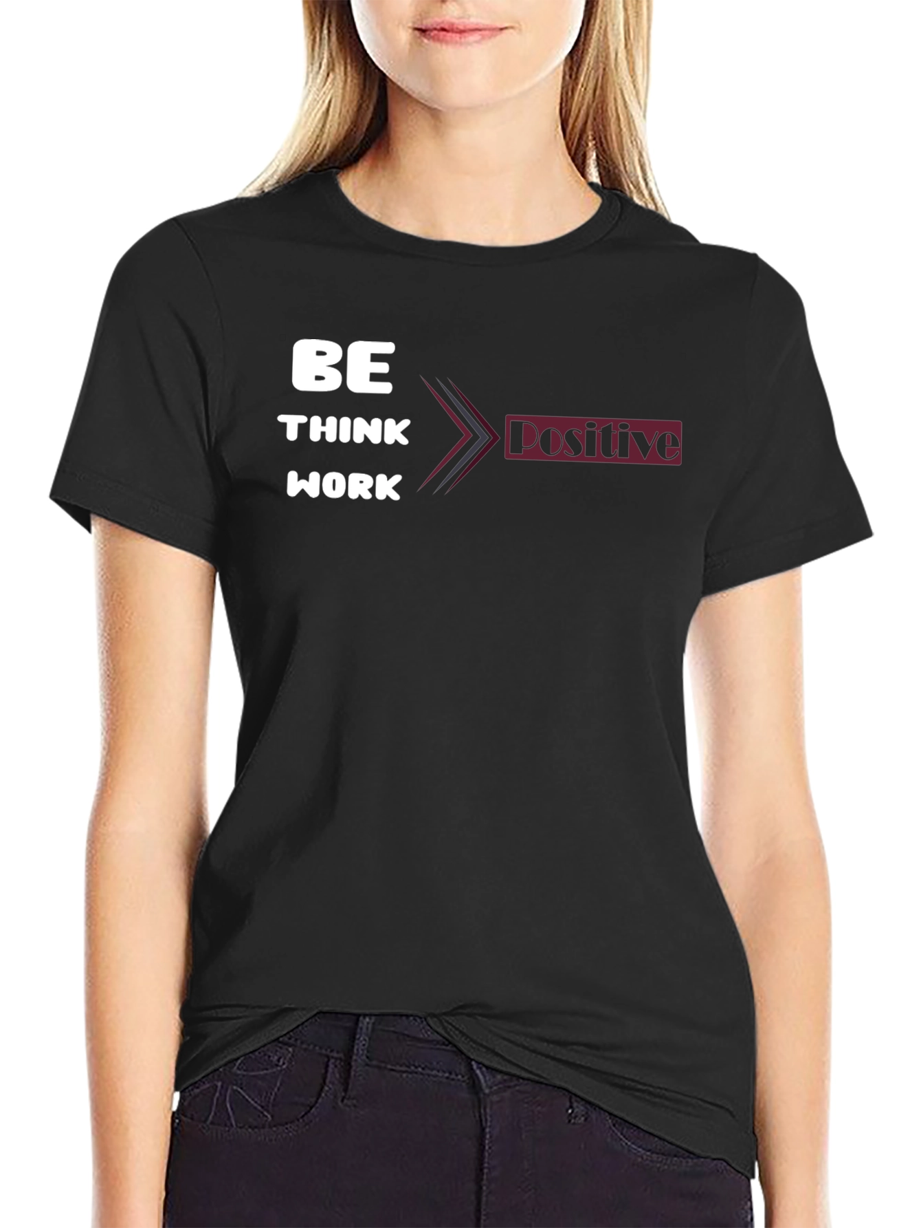Be Think Work Positive Graphic Tee - Black