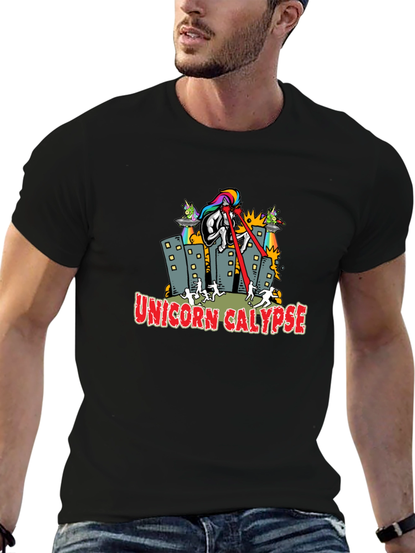 Unicorn Calypse Black Graphic Tee
