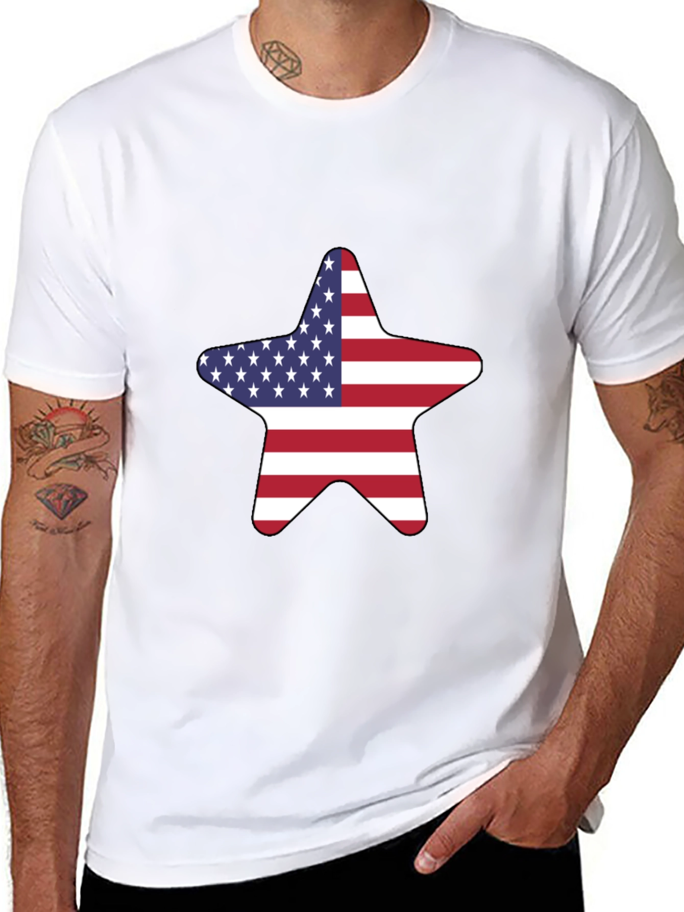 American Flag Star Black T-Shirt