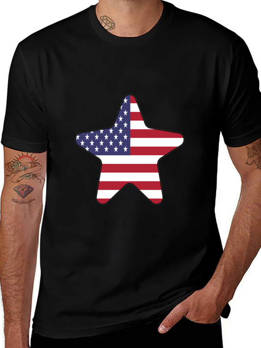 American Flag Star Black T-Shirt