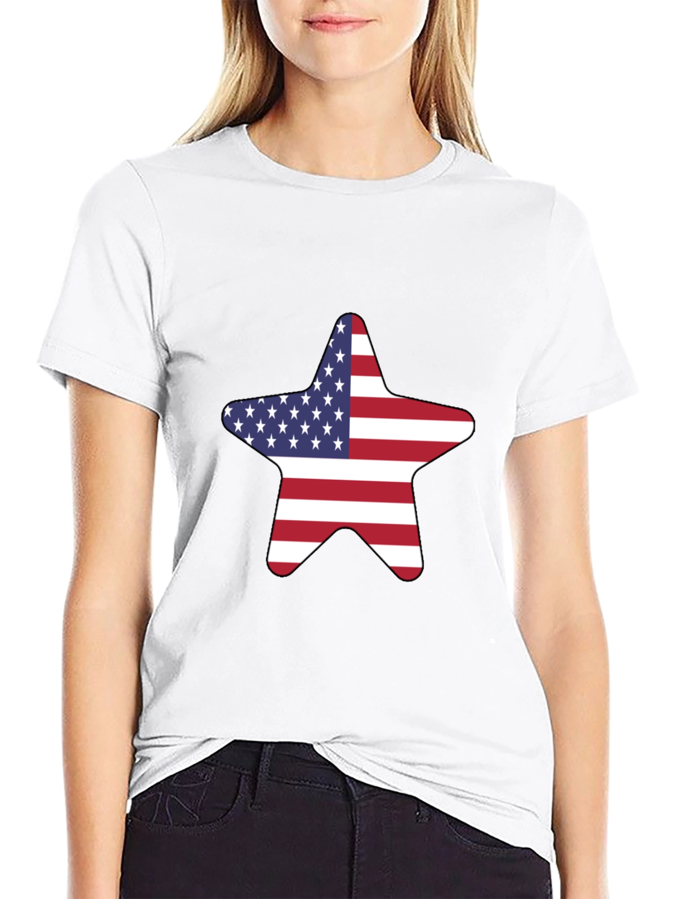 American Flag Star Black T-Shirt