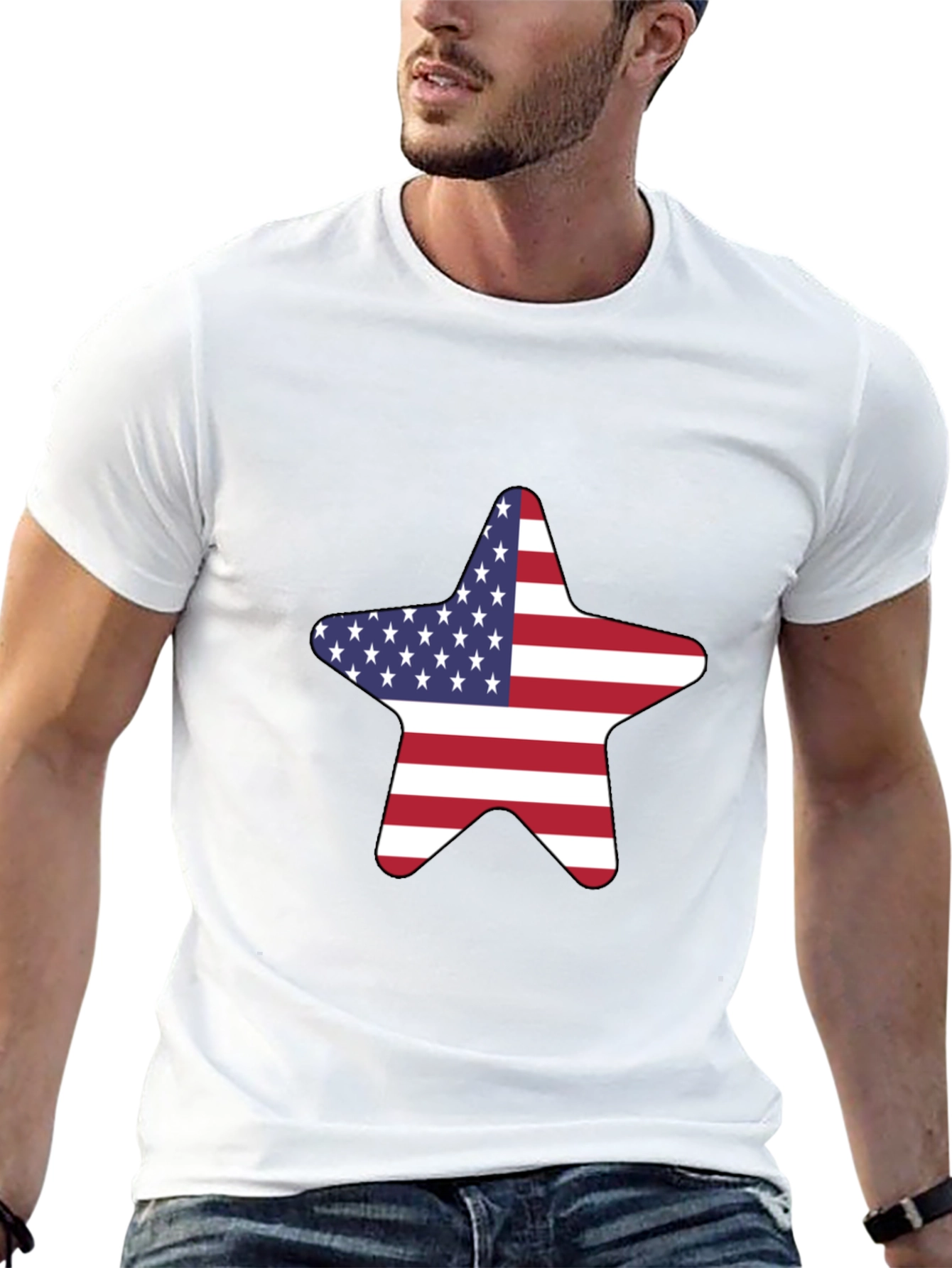 American Flag Star Black T-Shirt
