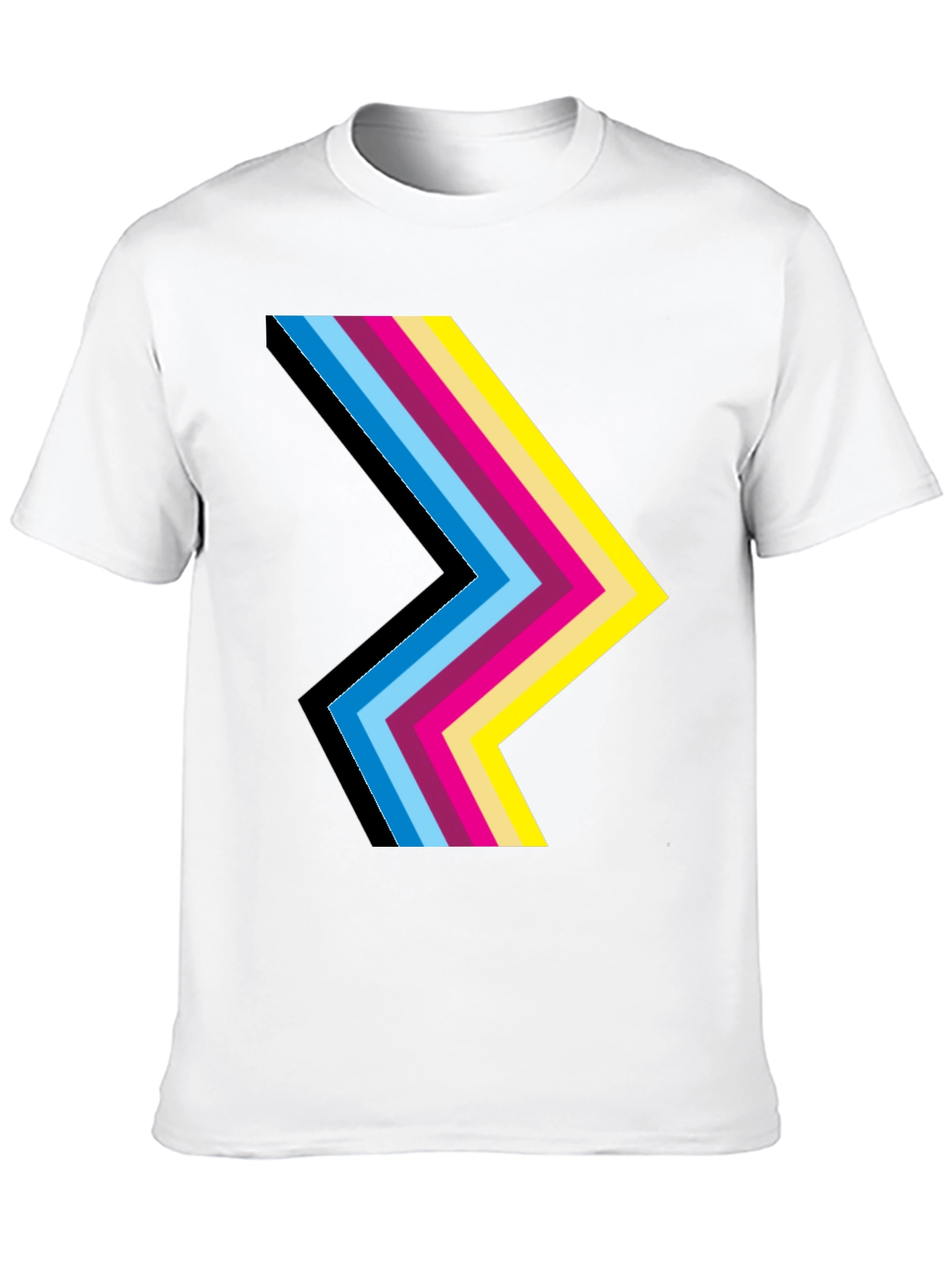 Stripped Chevron Graphic Print Black T-Shirt