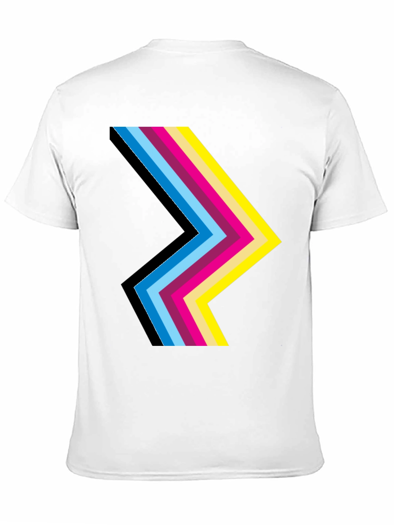 Stripped Chevron Graphic Print Black T-Shirt