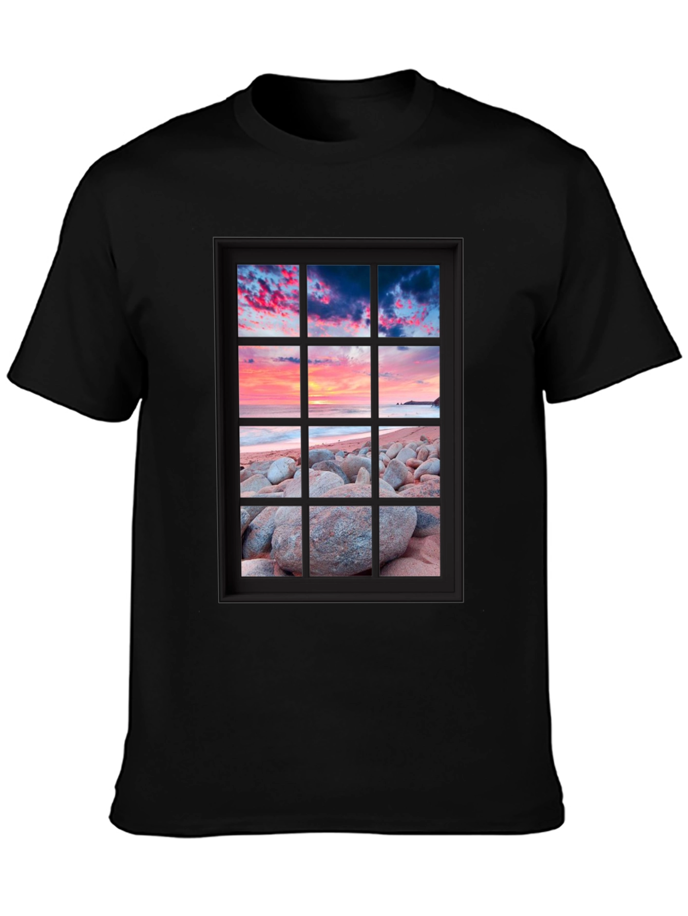 Sunset Beach Window Graphic Tee - Coastal View