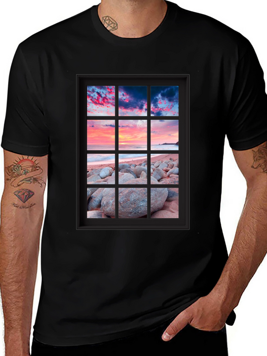 Sunset Beach Window Graphic Tee - Coastal View